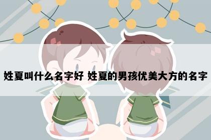 姓夏叫什么名字好 姓夏的男孩优美大方的名字